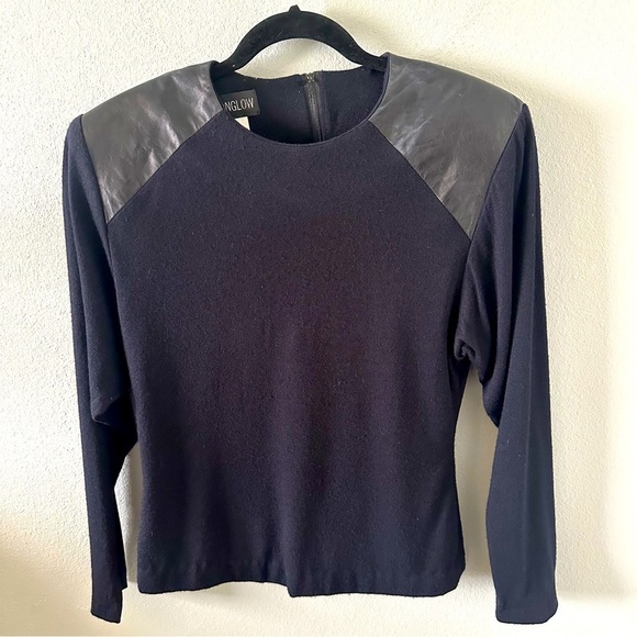 VTG womens top size L black wool & leather whimsigoth - Picture 1 of 9